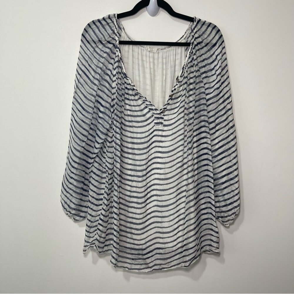 *SOLD* M Made in Italy Women’s Striped Silk Blend Blouse Tunic Top Size M